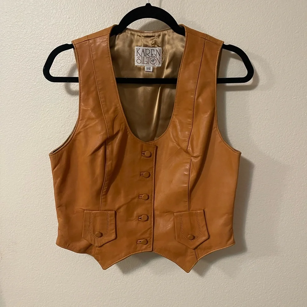 Vintage Karen Silton Suede Tan Vest - Picture 1 of 11